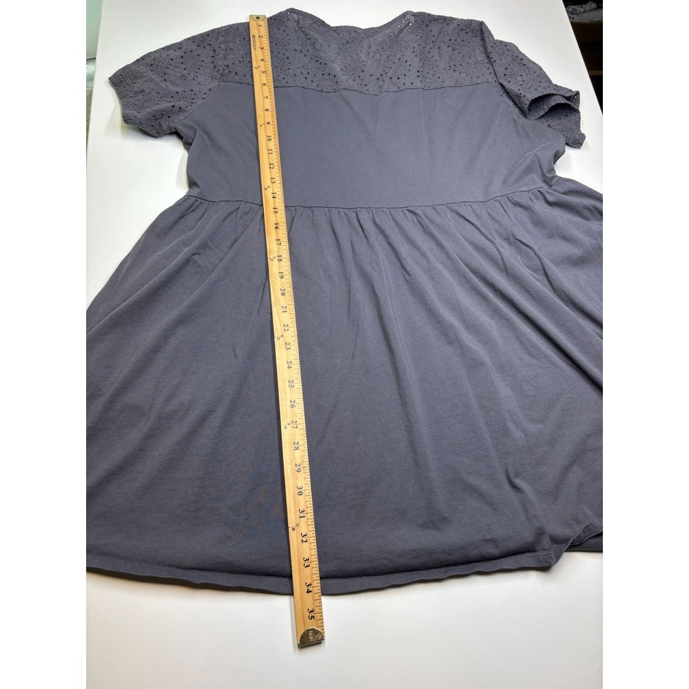 Torrid Dress Plus 2 2x Gray Knit Mini Eyelet Yoke Mini Skater Pockets - Picture 8 of 9
